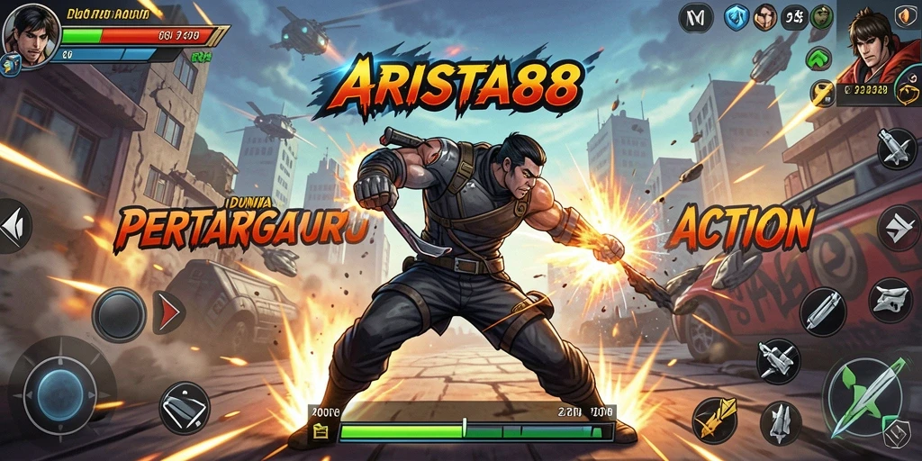 Tampilan gameplay seru dari ARISTA88 dengan aksi bertarung intens.