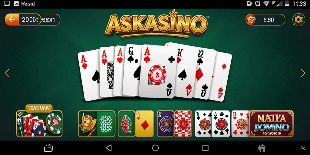 Tampilan gameplay seru ASKSINO dengan dominasi kartu Domino.