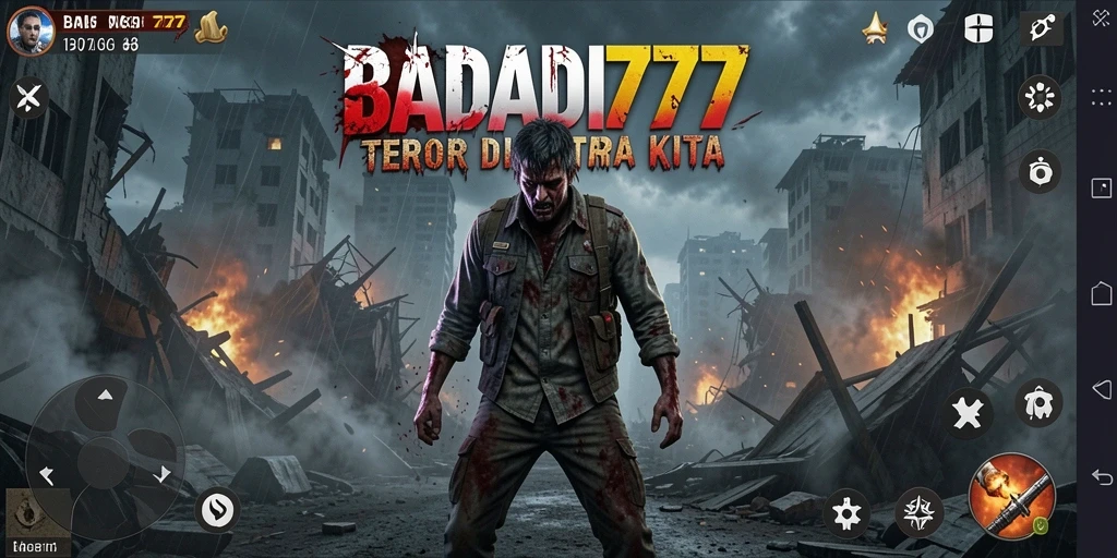 Tangkapan layar utama BADAI777 menampilkan suasana mencekam dan gameplay yang menegangkan.