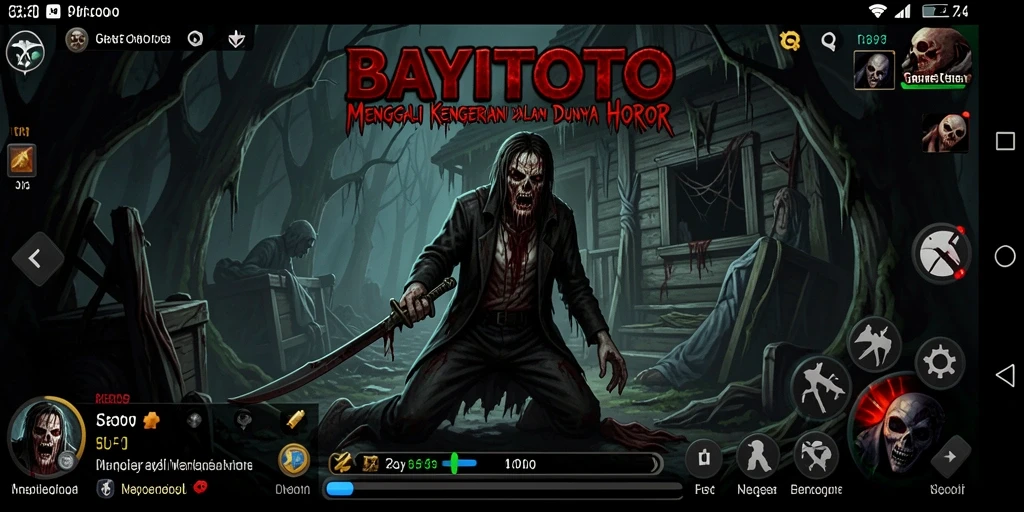 Screenshot gameplay BAYITOTO menampilkan suasana horor yang mencekam.