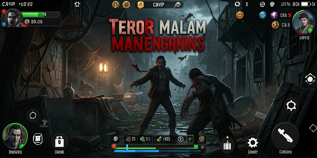 Screenshot C8VIP menampilkan momen menegangkan dengan suasana horror yang mencekam.