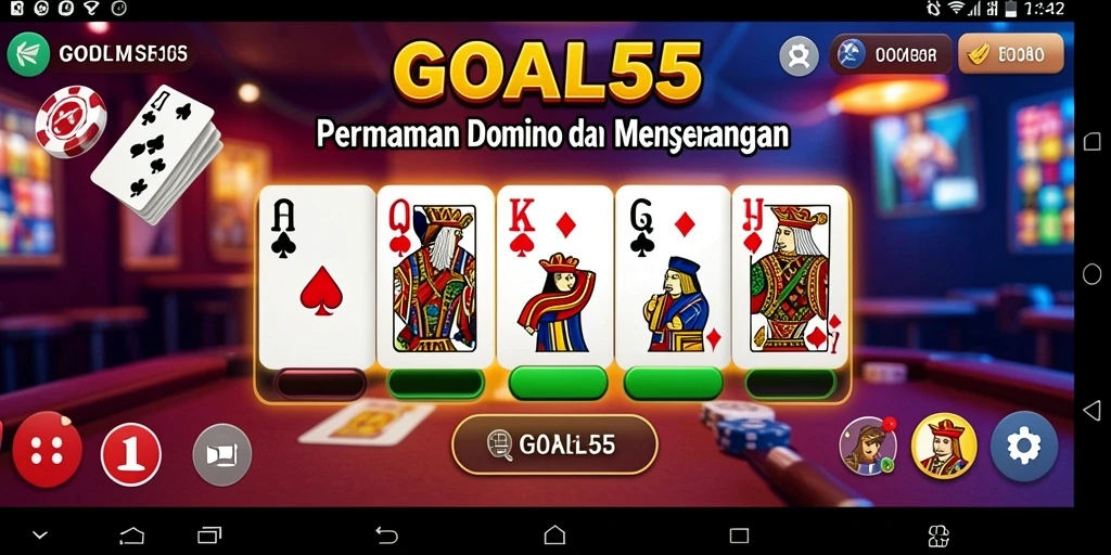 Screenshot GOAL55 menampilkan gameplay seru permainan Domino.