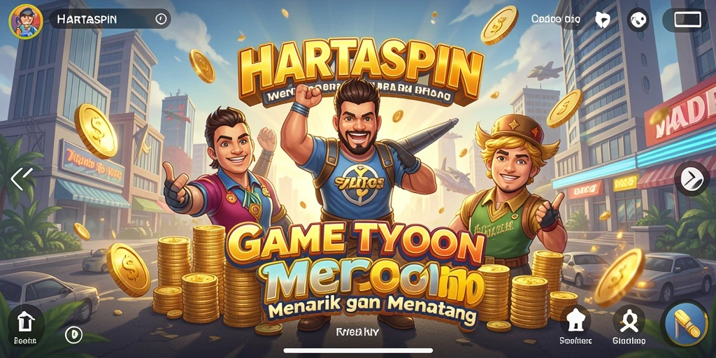 Tangkapan layar HARTASPIN menampilkan serunya gameplay Tycoon.