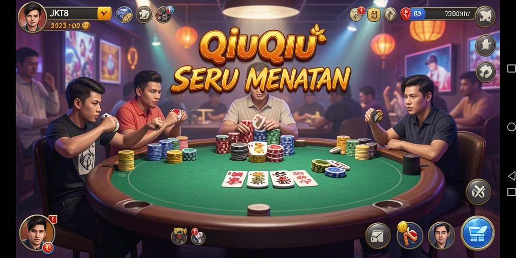 Tampilan gameplay seru dari JKT8 saat bermain QiuQiu.