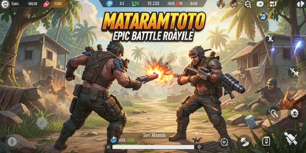 Screenshot gameplay MATARAMTOTO yang menegangkan dengan aksi battle royale.