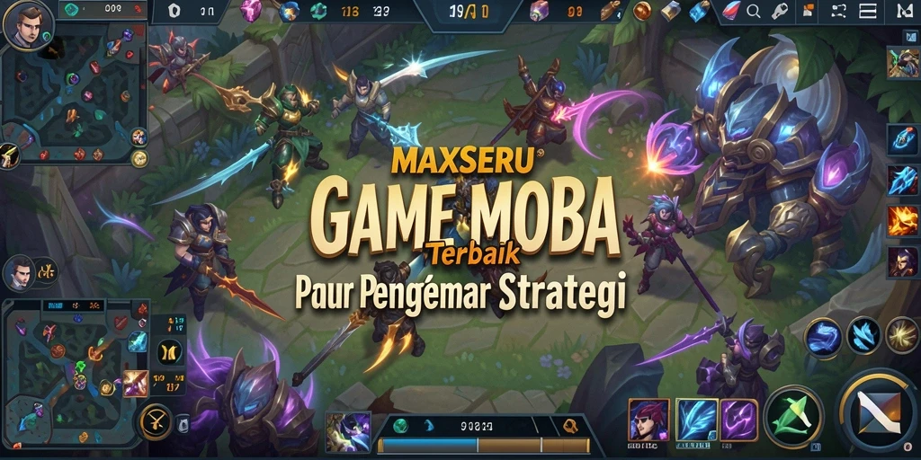 Tampilan aksi intense dalam pertempuran arena MOBA.