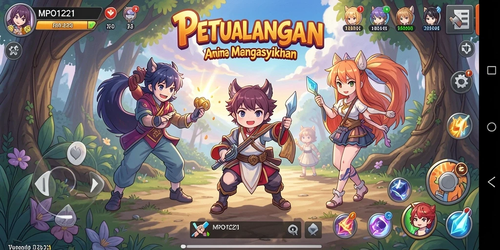 Tampilan gameplay yang menonjolkan aksi karakter Anime.