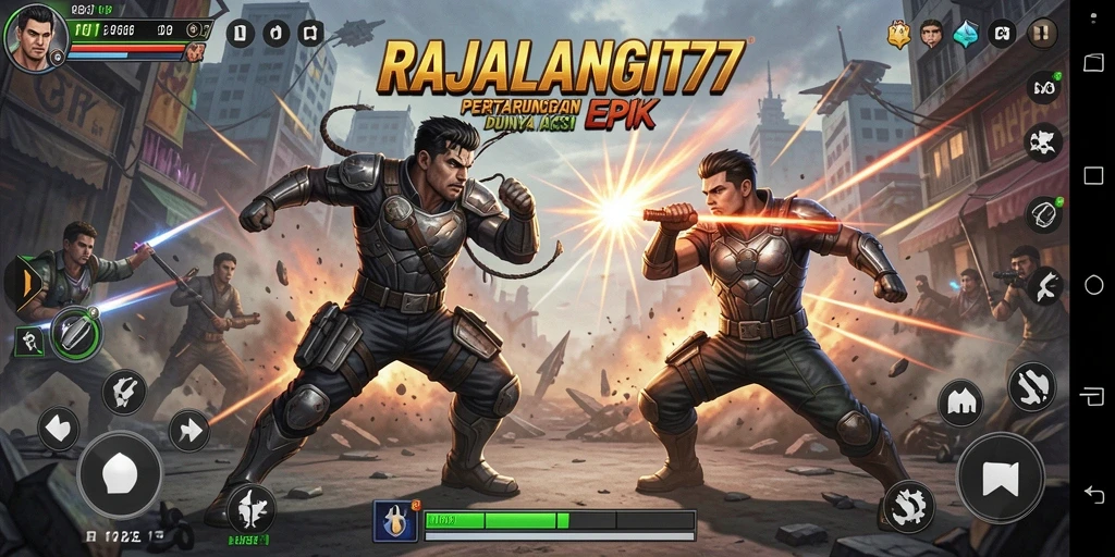 Tampilan seru dari gameplay RAJALANGIT77 yang menampilkan aksi pertarungan.