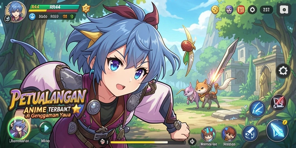 Tampilan aksi seru dari gameplay <strong>RR44</strong> dalam dunia Anime.