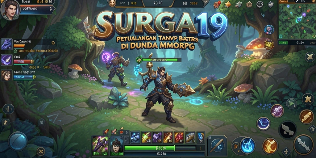 Screenshot gameplay SURGA19 menampilkan petualangan pemain di dunia fantasi.