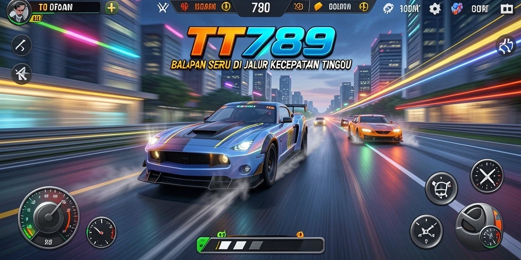 Tampilan menarik dari gameplay balapan TT789 yang seru.